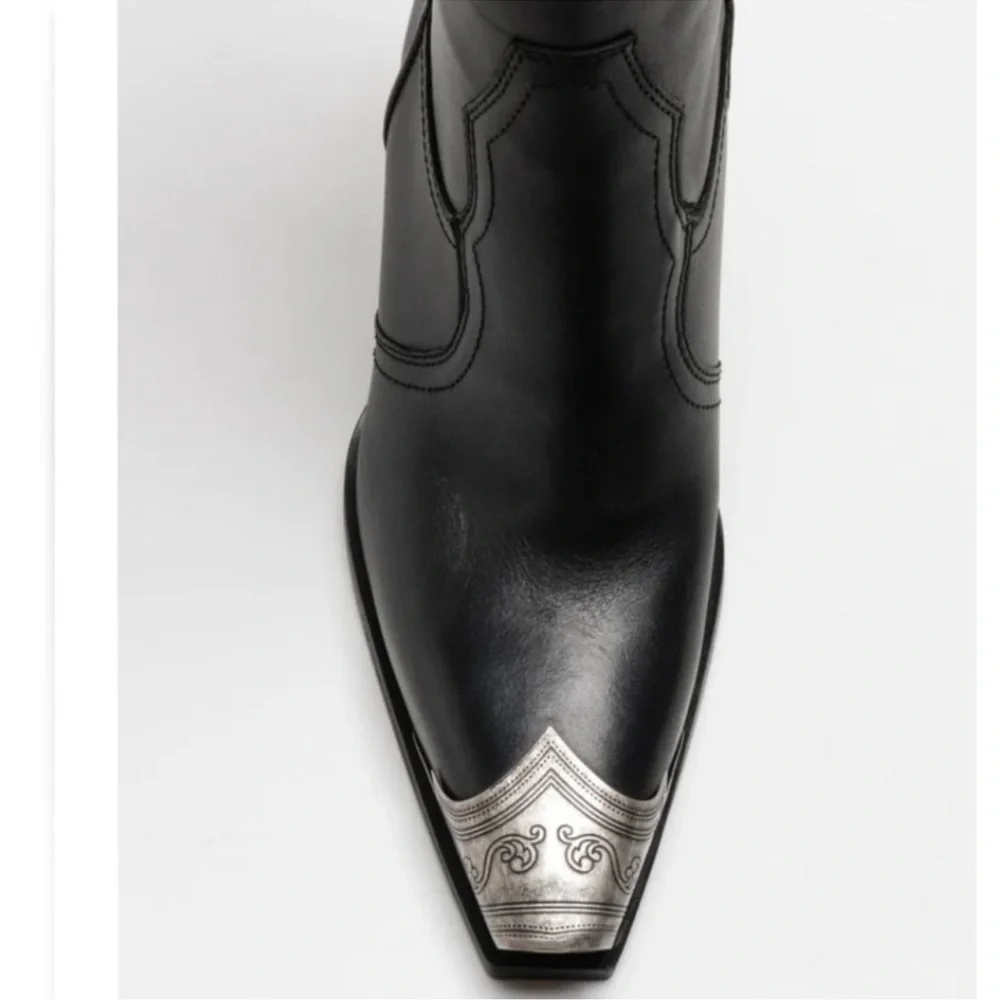 Free People Brayden Western Boots black leather.  Size 37.5 - Picture 6 of 15